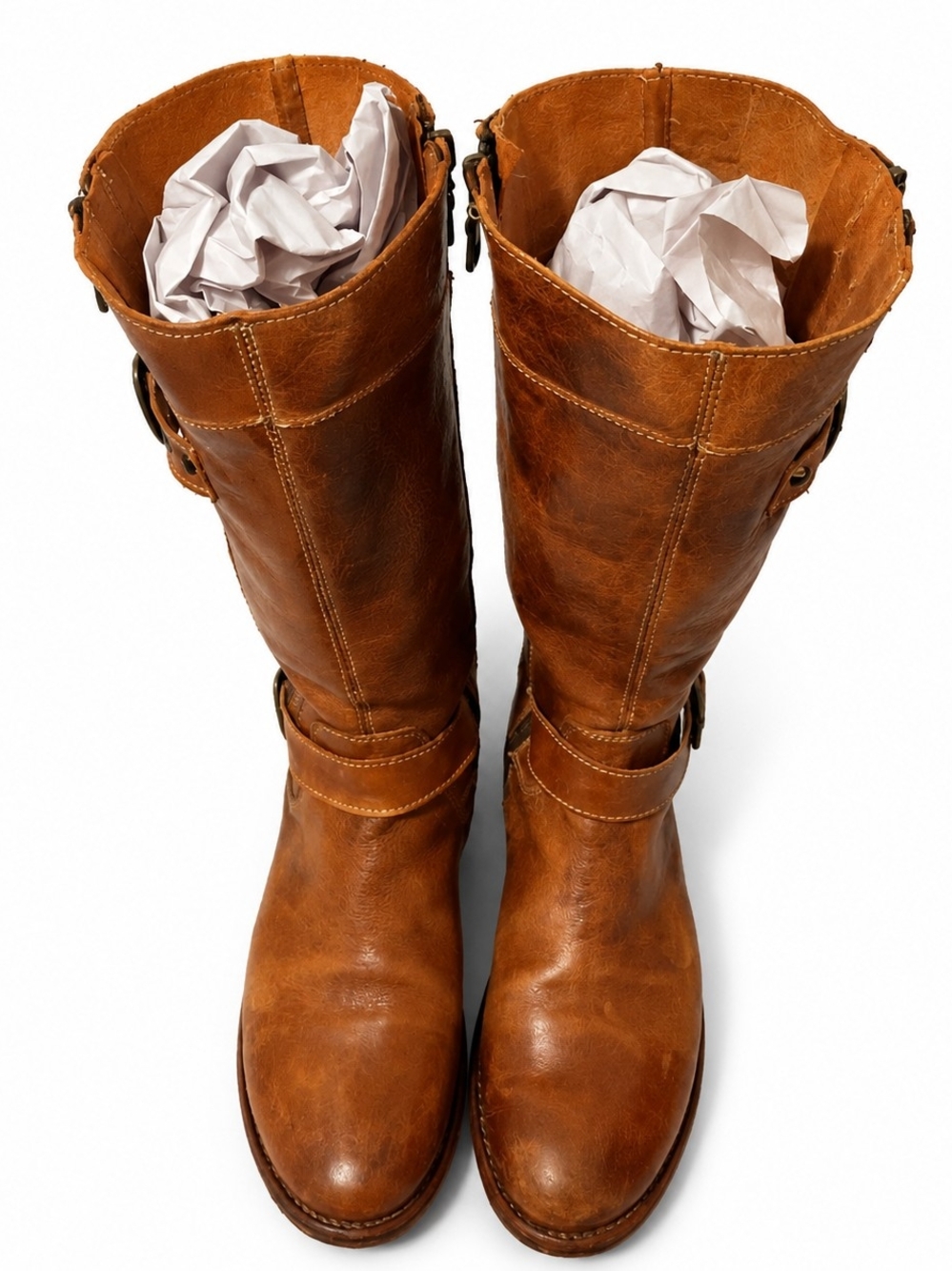 BED|STU Tall Leather Riding Boots in Cognac